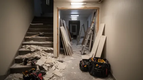 Remont mieszkania a bałagan na klatce schodowej